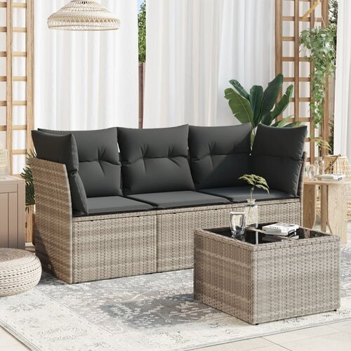  4-dijelni set vrtnih sofa s jastucima svijetlosivi poliratan Cene
