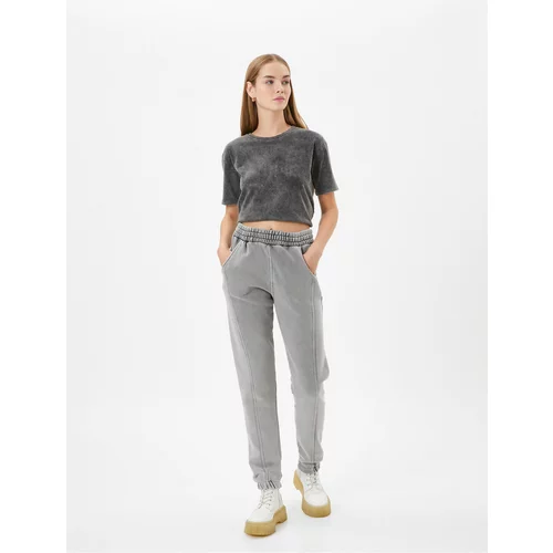 Koton Jogger Sweatpants Faded Effect High Waist with Pockets. Comfortable Fit. Cotton.