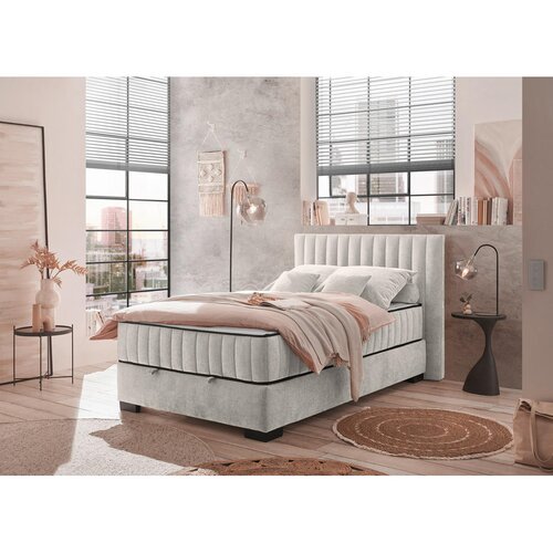 MID.YOU POSTELJA Z VZMETNICO 120 cm x 200 cm , tekstil, leseni material bež Slike