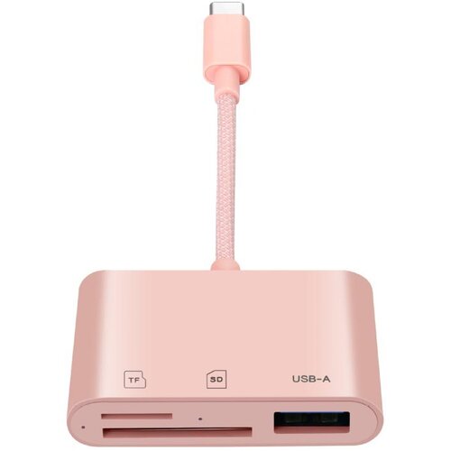 INF Type-C 3-v-1 čitalec kartic &ndash; SD/TF/USB, Visoka Hitrost Pink, (5000282769) Cene