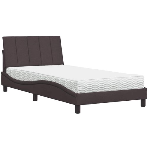 vidaXL Postelja z vzmetnico temno rjava 100x200 cm blago, (21829431) Cene