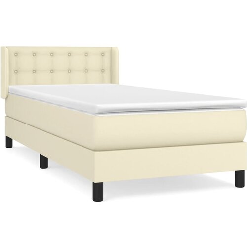 vidaXL Box spring postelja z vzmetnico krem 90x200 cm umetno usnje, (20725784) Cene