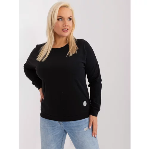 Fashionhunters Black cotton blouse of larger size