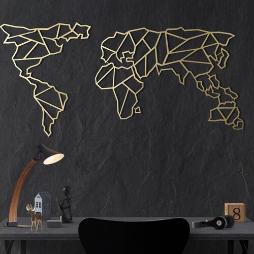 Wallity Zidna dekoracija World Map XL, 85 x 170 cm, Zlatne boje Cene