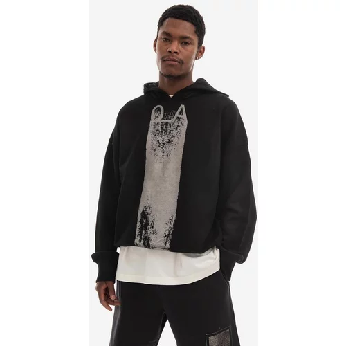 A-COLD-WALL* Bombažen pulover Plaster Hoodie moški, črna barva, s kapuco