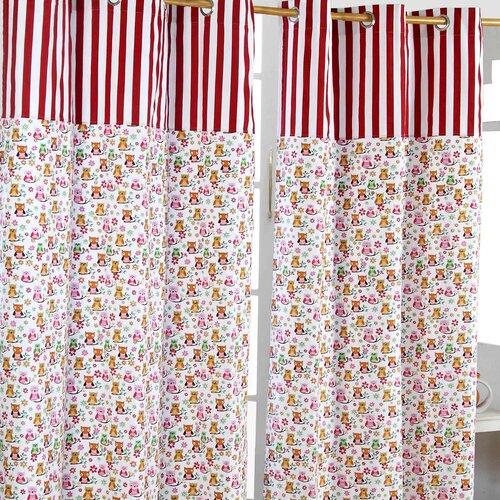 HOMESCAPES Sovice s potiskom Ready Made Eyelet zavese, par, 117x137 cm, padec, (20748985) Cene