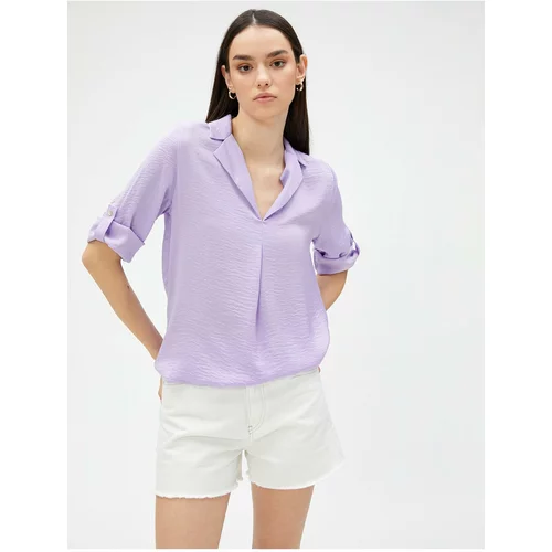 Koton Shirt Collar Blouse Sleeves with Fold Detail