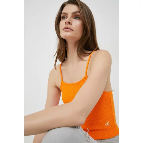 Calvin Klein Jeans Top ženski, oranžna barva