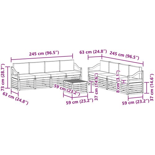  Set vanjskih sofa 9 kom. Bijela i bež Poliester 59 x 59 x 37 cm Slike