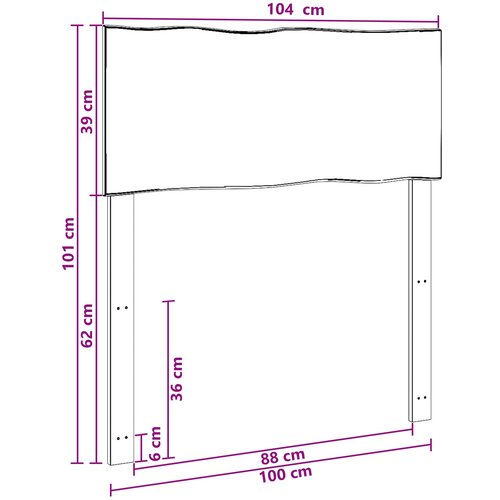  Uzglavlje s prirodnim rubom ROSTOCK Tamno smeđa 100 cm Slike