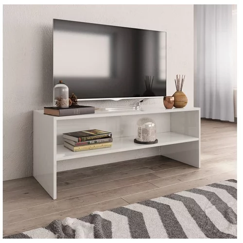  TV omarica visok sijaj bela 100x40x40 cm iverna plošča