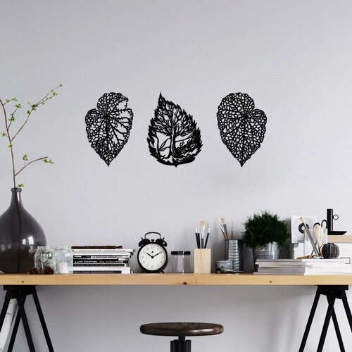 Wallity Zidna dekoracija Detailed Leaves - 512, 21 x 33 cm, Crna Cene