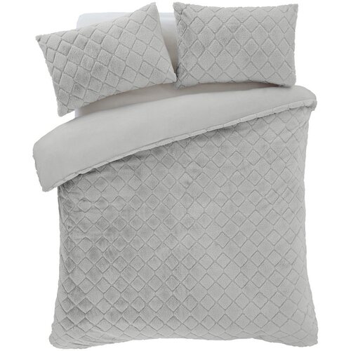Catherine Lansfield Siva podaljšana posteljnina za zakonsko posteljo iz mikropliša 230x220 cm Cosy Diamond – Cene
