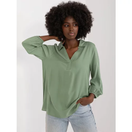 Fashion Hunters Khaki shirt blouse SUBLEVEL made of viscose