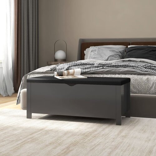 vidaXL Škatla z blazino siva 105x40x45 cm iverna plošča Cene