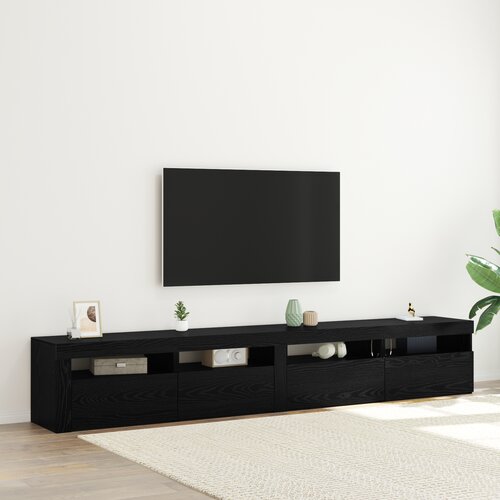 vidaXL 3-dijelni set TV ormarića s LED svjetlima Crni hrast od inženjerskog drva, TV ormarići s LED svjetlima 2 kom Crni hrast 60x35x40 cm od inženjerskog drva Cijene