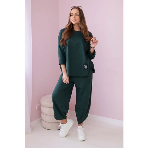 Kesi Włoski Cotton sweatshirt pants set dark khaki Cene
