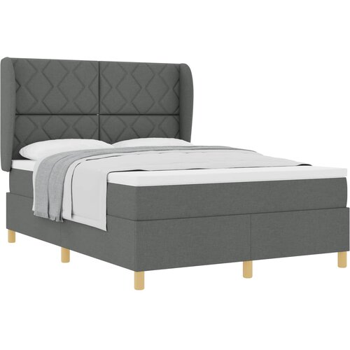  Krevet s opruga kutije Tamno siva 200 x 140 cm tkanina Slike
