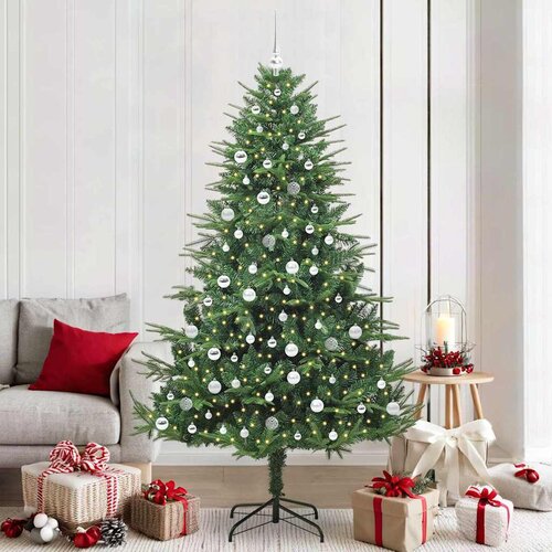 vidaXL Umjetno božićno drvce s rasvjetom i setom kuglica Zelena 210 cm Cijene