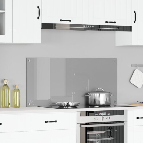 vidaXL Kuhinjski Backsplash Svetlo siva Steklo 110 x 50 cm Vzdržljiv Cene