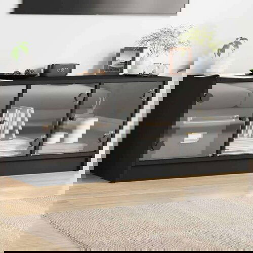 TV ormarić sa staklenim vratima crni 102x37x42 cm Cijene