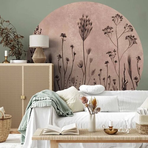  Okrugla fototapeta - Wildflowers – black plants on lime-wash background 280x280 Cene