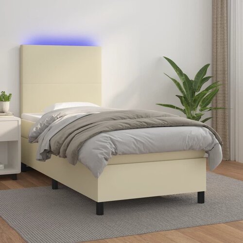 Krevet box spring s madracem LED krem 80x200 cm od umjetne kože - Krema 80 x 200 cm Gladak dizajn Slike
