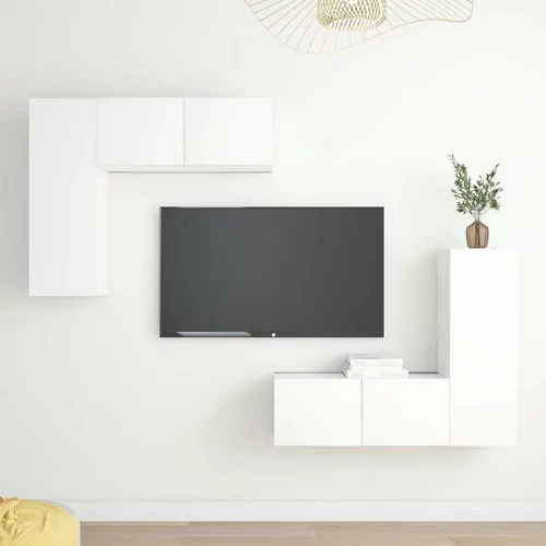  Komplet TV omaric 4-delni bela iverna plošča, (20913793)