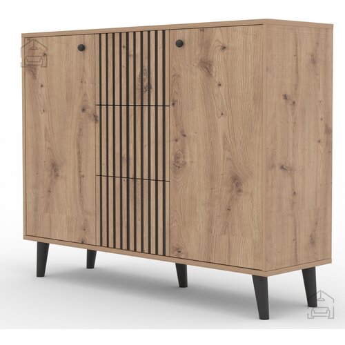 ADRK Furniture Komoda Ika - hrast artisan/črna Slike