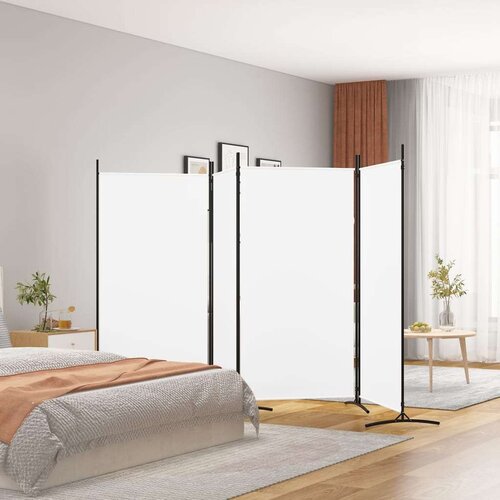 Sobna pregrada s 4 panela bijela 346 x 180 cm od tkanine Slike