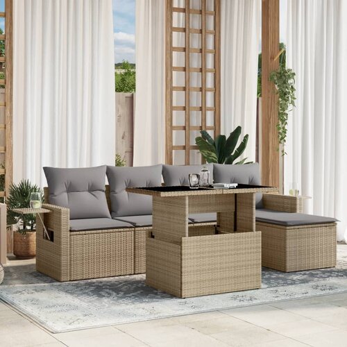 VidaXL 6-dijelni set vrtnih sofa s jastucima bež od poliratana Slike