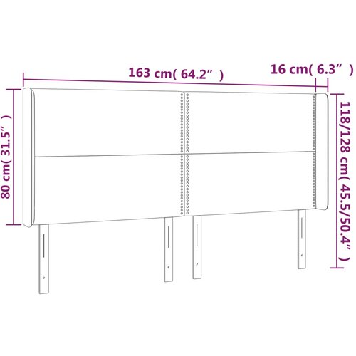  LED uzglavlje crno 163 x 16 x 118/128 cm bar&amp;scaron;unasto Slike