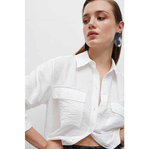 Koton Women&amp;#039;s Stone Detailed Modal Shirt with Pockets 4WAK60003EW Slike