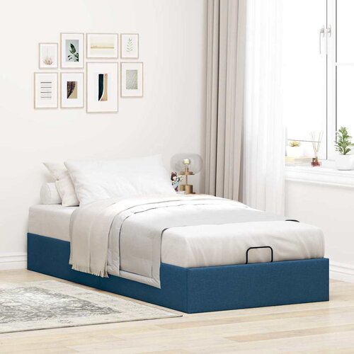 VidaXL Otomanski okvir kreveta bez madraca plavi 100x200 cm od tkanine Slike