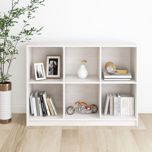  The Living Store Knjižna omara bela 104x33x76 cm trdna borovina - Knjižna Omara, (21439724) Cene