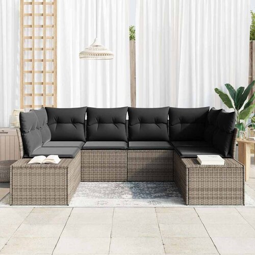  Sjedeća garnitura za vrt 6 kom. Siva poliratan 234 x 154 x 69 cm Slike