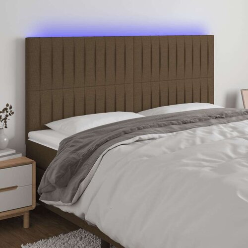  LED posteljno vzglavje temno rjavo 180x5x118/128 cm blago, (20933357) Slike