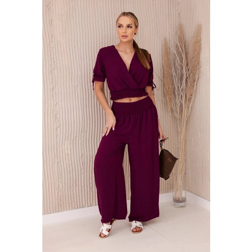 Kesi Women's set blouse + trousers - burgundy Cene
