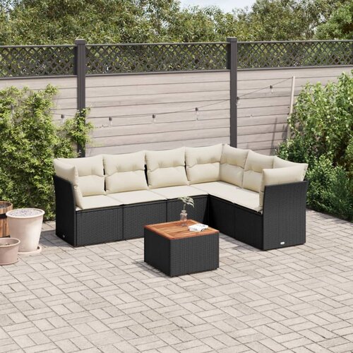vidaXL 7-dijelni set vrtnih sofa od poliratana s jastucima crni Cijene