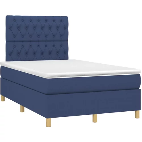 vidaXL Box spring postelja z vzmetnico modra 120x190 cm blago, (21111539)