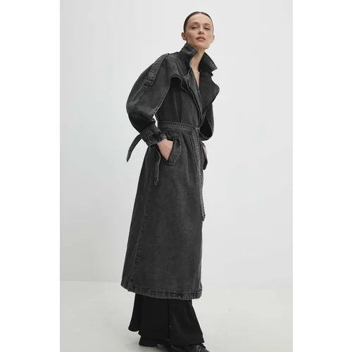 Answear Lab Traper kaput za žene, boja: crna, za prijelazno razdoblje