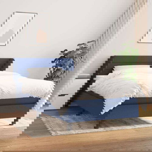  Krevet s oprugama i madracem plavi 100 x 200 cm od tkanine Cene