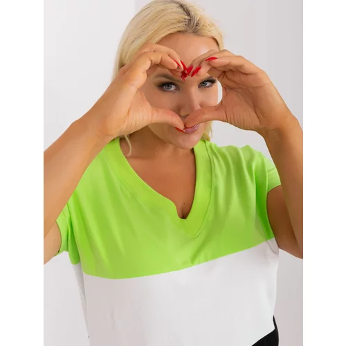 Fashion Hunters Light green and black cotton blouse of larger size