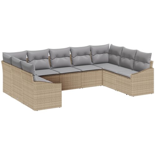  Sjedeća garnitura za vrt 9 kom. Bež i svijetlo siva poliratan 289 x 178,5 x 69 cm Cijene