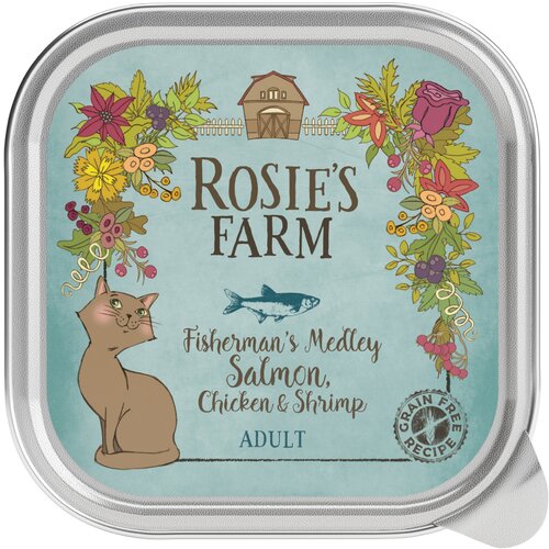  Varčno pakiranje Rosie's Farm Adult 32 x 100 g - Losos & pi&scaron;čanec s kozicami Cijene