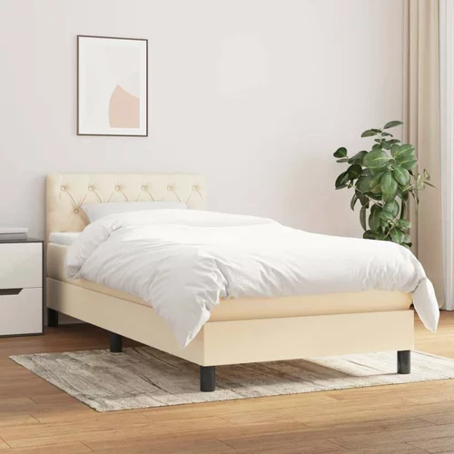  Box spring postelja z vzmetnico krem 80x200 cm blago, (20727160)