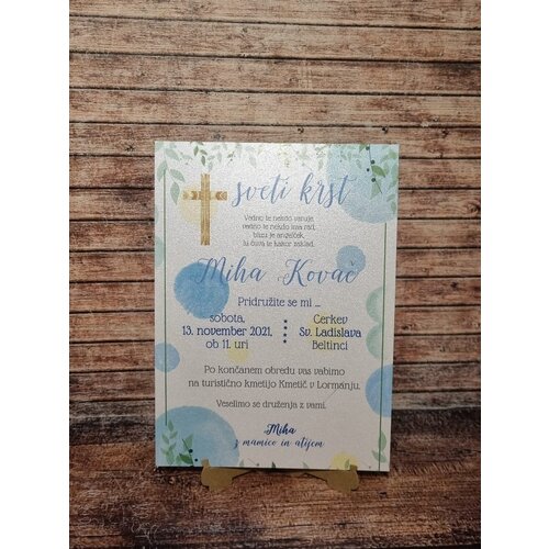 Vabilo za krst s križcem modro REK400 Cene