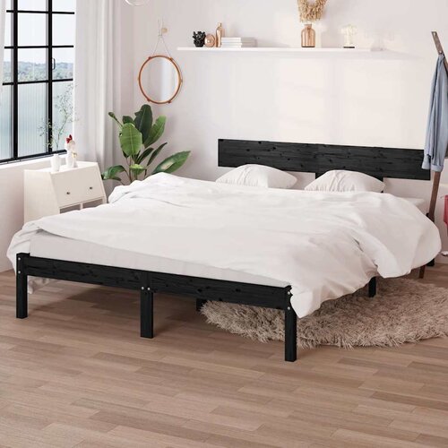  Okvir za krevet od masivne borovine crni 140 x 190 cm Cijene