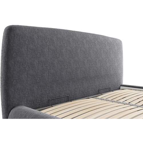 MID.YOU OBLAZINJENA POSTELJA 160 cm x 200 cm , les, tekstil, leseni material barve grafita Slike