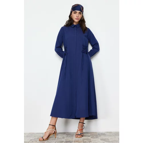 Trendyol Navy Blue Front Tie Detailed Woven Dress